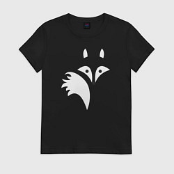Футболка хлопковая женская Силуэт лисички, цвет: черный