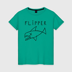 Футболка хлопковая женская Flipper, цвет: зеленый