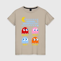 Футболка хлопковая женская Pac-Man: Usual Suspects, цвет: миндальный