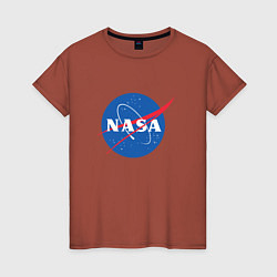 Футболка хлопковая женская NASA: Logo, цвет: кирпичный