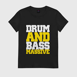 Футболка хлопковая женская DRUM AND BASS MASSIVE, цвет: черный