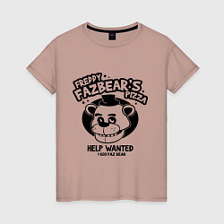 Футболка хлопковая женская Freddy Fazbear's Pizza, цвет: пыльно-розовый