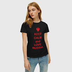 Футболка хлопковая женская Keep Calm & Love Russia, цвет: черный — фото 2