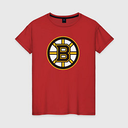 Футболка хлопковая женская Boston Bruins, цвет: красный