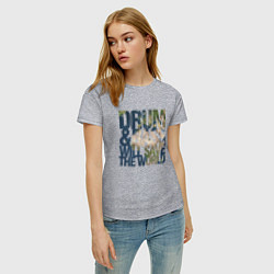 Футболка хлопковая женская Drum & Bass: The World, цвет: меланж — фото 2