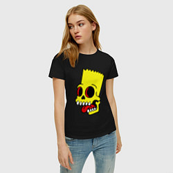 Футболка хлопковая женская Bart Skull, цвет: черный — фото 2
