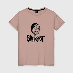Футболка хлопковая женская Slipknot black, цвет: пыльно-розовый