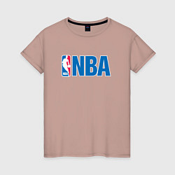 Футболка хлопковая женская NBA, цвет: пыльно-розовый