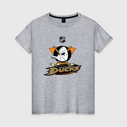 Футболка хлопковая женская NHL: Anaheim Ducks, цвет: меланж