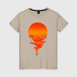 Футболка хлопковая женская Sunset, цвет: миндальный