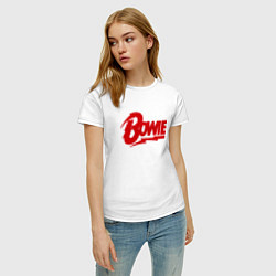 Футболка хлопковая женская Bowie Logo, цвет: белый — фото 2