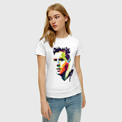 Футболка хлопковая женская Lionel Messi: fun-art, цвет: белый — фото 2