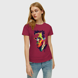 Футболка хлопковая женская Lionel Messi: fun-art, цвет: маджента — фото 2