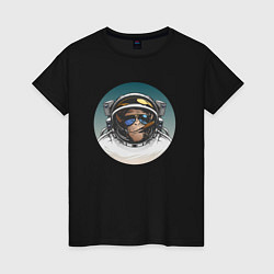 Футболка хлопковая женская Космонавт 6.6, цвет: черный