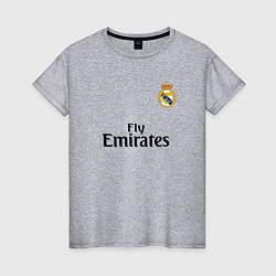 Футболка хлопковая женская Real Madrid: Fly Emirates, цвет: меланж