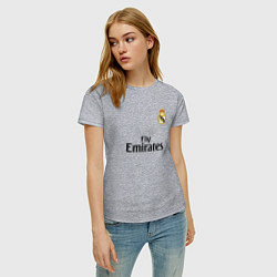 Футболка хлопковая женская Real Madrid: Fly Emirates, цвет: меланж — фото 2