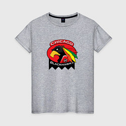 Футболка хлопковая женская Chicago Blackhawks Hockey, цвет: меланж