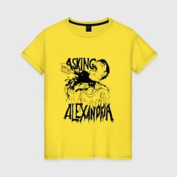 Футболка хлопковая женская Asking Alexandria Devil, цвет: желтый