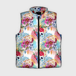 Женский жилет Цветы и бабочки 5, цвет: 3D-красный