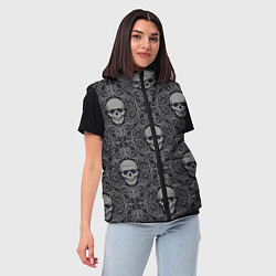 Женский жилет Ажурные черепа, цвет: 3D-светло-серый — фото 2