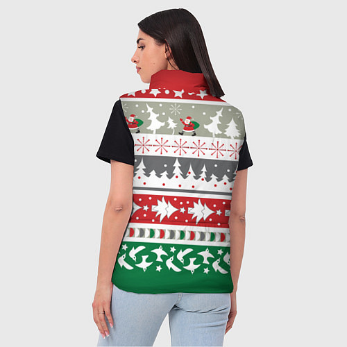 Женский жилет Новогодний орнамент / 3D-Красный – фото 4