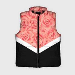 Женский жилет Розовые розы, цвет: 3D-черный