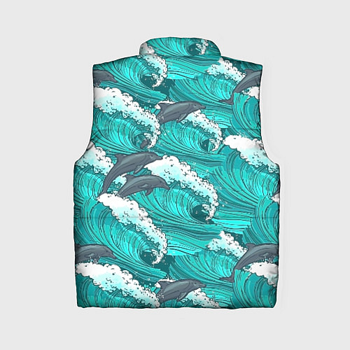 Женский жилет Лазурные дельфины / 3D-Черный – фото 2
