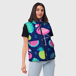 Женский жилет Фруктовый фламинго, цвет: 3D-черный — фото 2