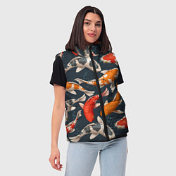 Женский жилет Карпы кои, цвет: 3D-черный — фото 2