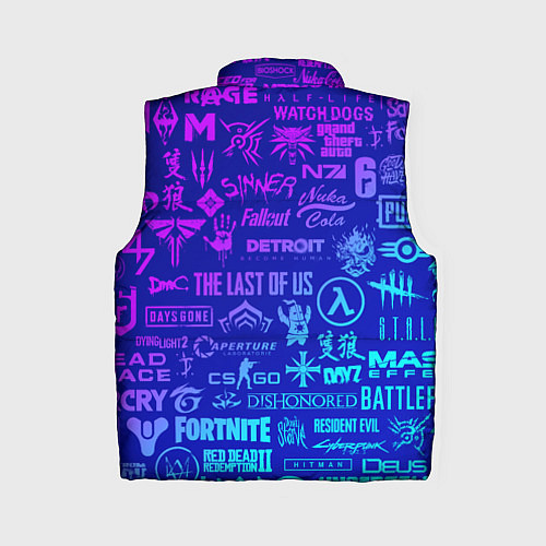 Женский жилет Неоновые геймерские лого / 3D-Черный – фото 2