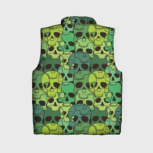 Женский жилет Зеленые черепа - паттерн / 3D-Черный – фото 2