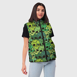Женский жилет Зеленые черепа - паттерн, цвет: 3D-черный — фото 2