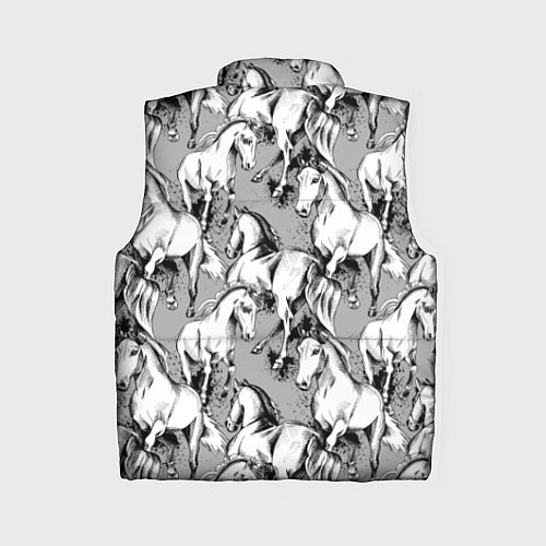 Женский жилет Белые лошади - паттерн / 3D-Черный – фото 2