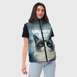 Женский жилет Grumpy Cat, цвет: 3D-светло-серый — фото 2