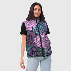 Женский жилет Цветы, цвет: 3D-черный — фото 2