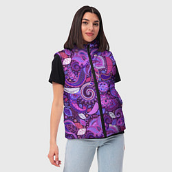 Женский жилет Фиолетовый этнический дудлинг, цвет: 3D-красный — фото 2
