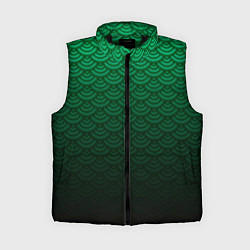 Женский жилет Узор зеленая чешуя дракон, цвет: 3D-черный