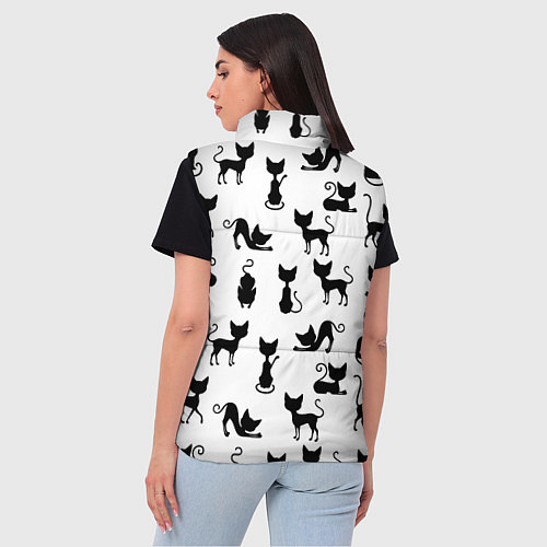 Женский жилет КОШКИ ЧЕРНОЕ НА БЕЛОМ / 3D-Красный – фото 4