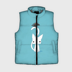 Женский жилет Белый котик и воробушек