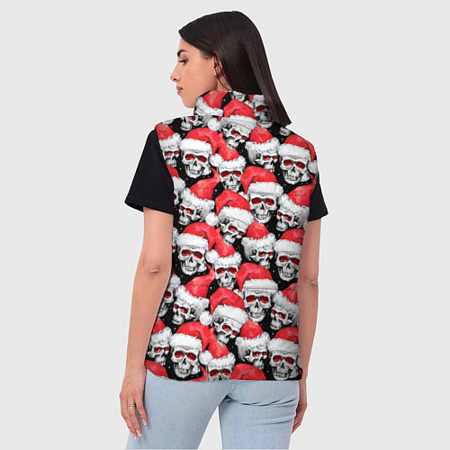 Женский жилет Деды морозы черепа / 3D-Красный – фото 4