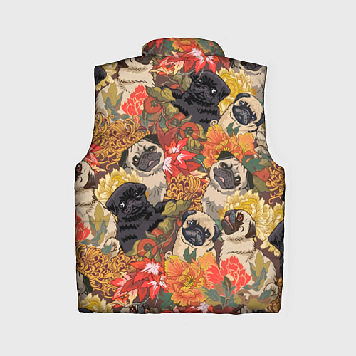 Женский жилет Мопсики Цветочки / 3D-Черный – фото 2