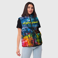 Женский жилет Сyberpunk City, цвет: 3D-красный — фото 2