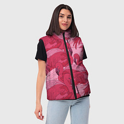 Женский жилет Розовые фламинго, цвет: 3D-черный — фото 2