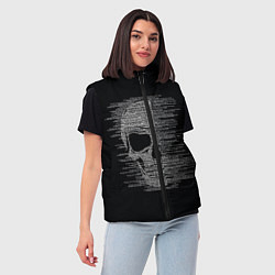 Женский жилет Череп из текста, цвет: 3D-черный — фото 2