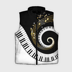 Женский жилет МУЗЫКАЛЬНЫЙ УЗОР, цвет: 3D-черный