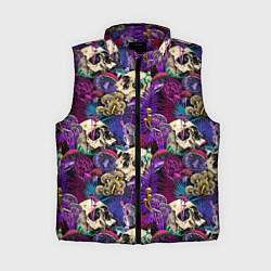 Женский жилет Психоделика - черепа и грибы