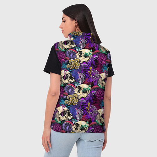 Женский жилет Психоделика - черепа и грибы / 3D-Красный – фото 4