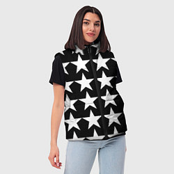 Женский жилет Белые звёзды на чёрном фоне, цвет: 3D-черный — фото 2