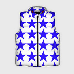 Женский жилет Синие звёзды на белом фоне, цвет: 3D-красный