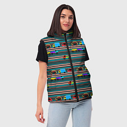 Женский жилет Детский полосатый узор, цвет: 3D-черный — фото 2